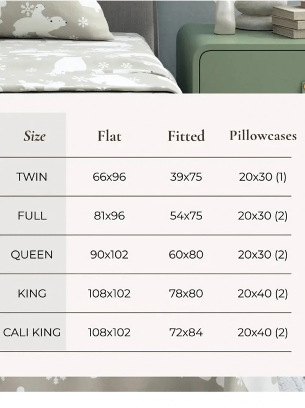 Heavyweight 100% Turkish Cotton Flannel Sheet Set Cali King Grey Polar Bear NWT